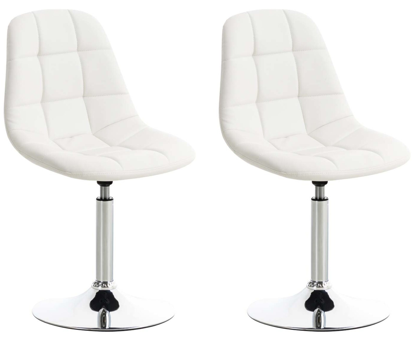 CLP 2er Set St&uuml;hle Emil Kunstleder I Mit Gestepptem Sitz I Drehst&uuml;hle Mit Trompetenf&uuml;&szlig;e In Chromoptik - Bild 1