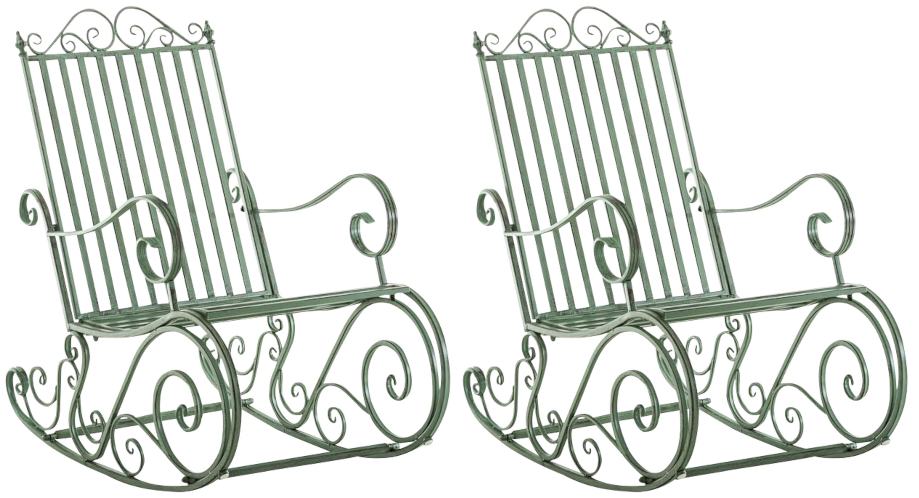 CLP 2er Set Eisen-Schaukelst&uuml;hle Smilla im Landhausstil I Schwingst&uuml;hle mit hoher R&uuml;ckenlehne mit Armlehnen - Bild 1