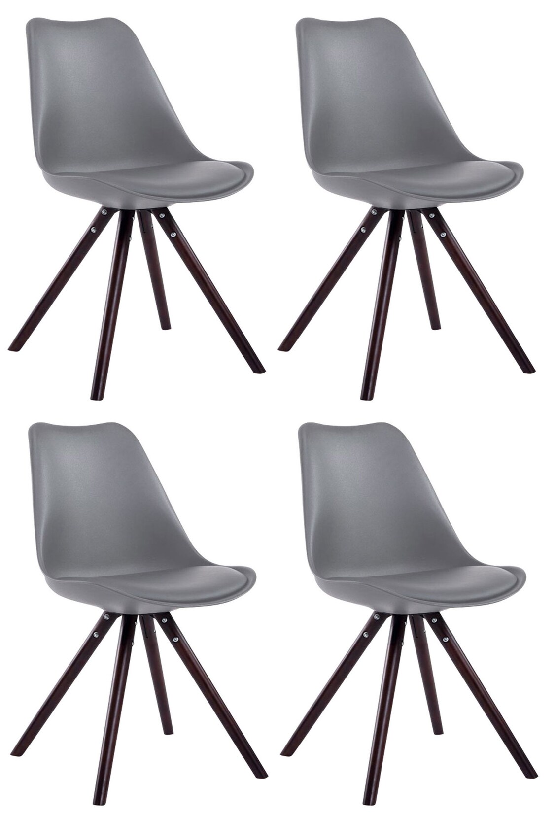 CLP 4er Set Stühle Toulouse Kunstleder Rund cappuccino Farbe: grau, Gestell Farbe: cappuccino