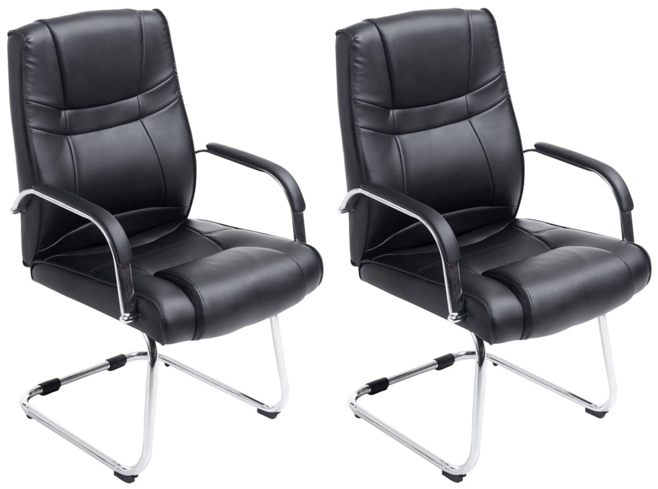 CLP 2er Set XXL-Freischwinger Attila I gepolsterter Besucherstuhl mit Kunstleder-Bezug I Bis 180 kg belastbar - Bild 1