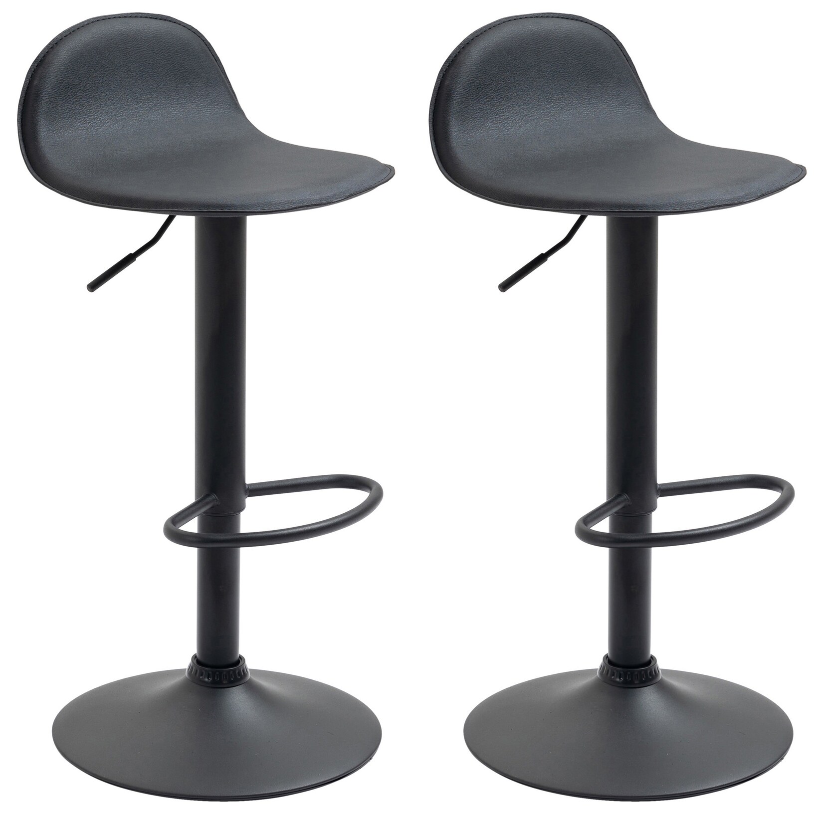 CLP 2er Set Barhocker Lana V2 Mit Kunstlederbezug I 2 x Höhenverstellbarer Barstuhl Mit Lehne