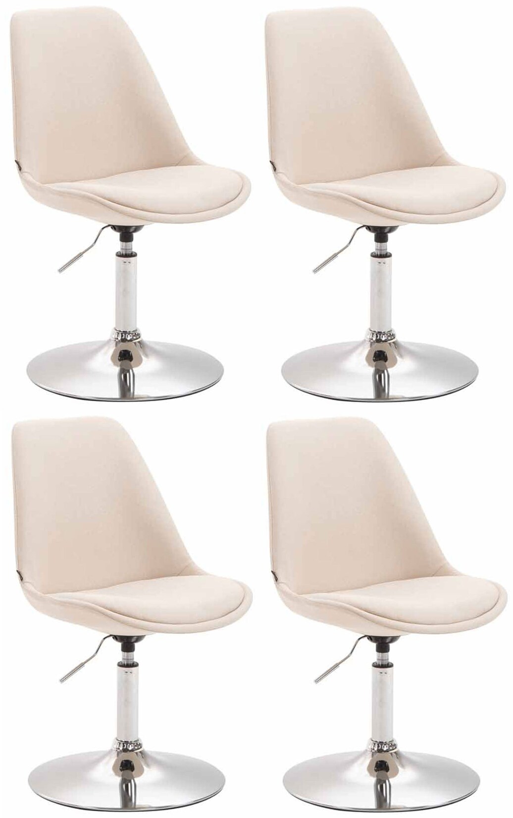 CLP 4er Set Stühle Maverick C Stoff Farbe: creme, Gestell Farbe: chrom