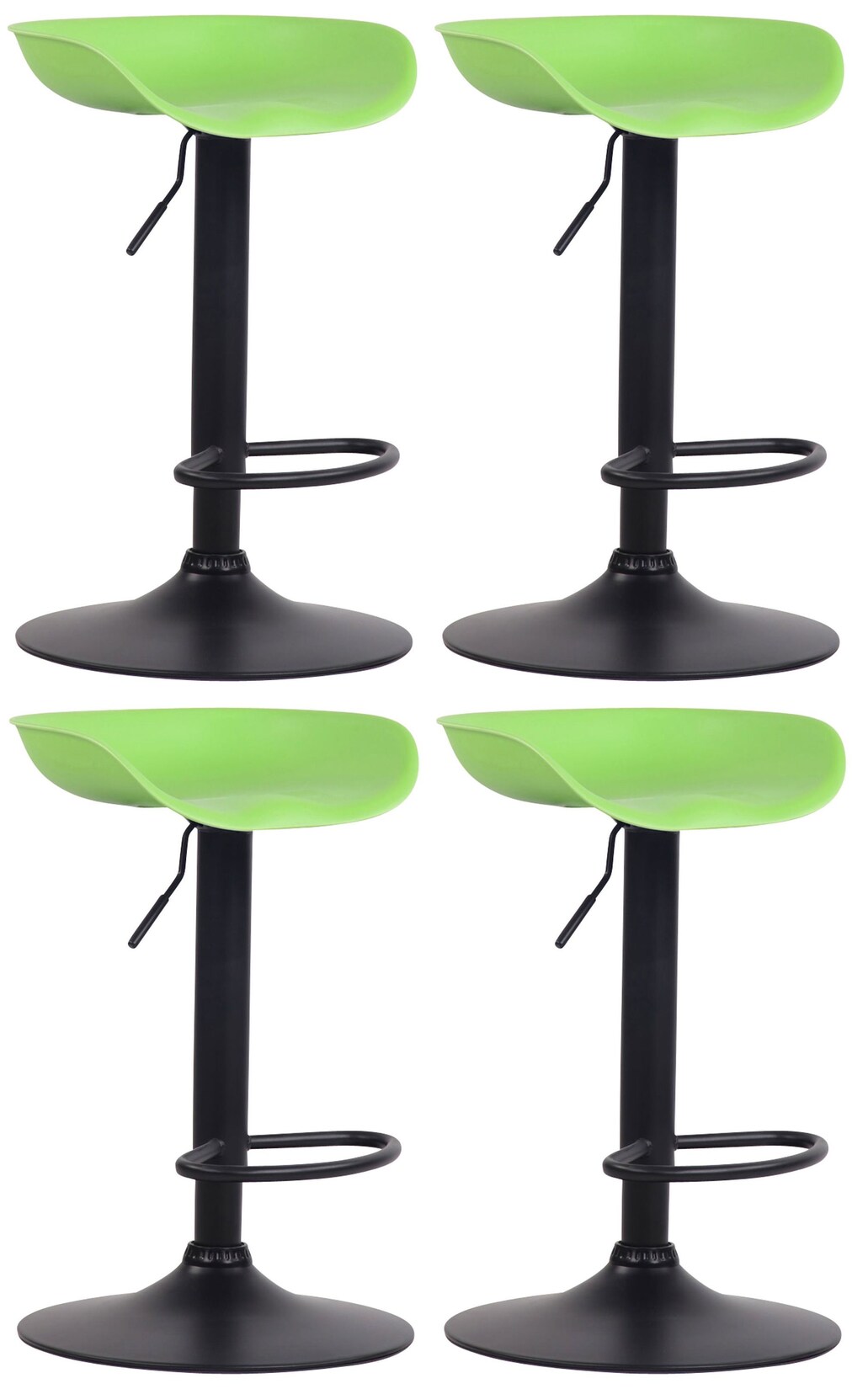 CLP 4er Set Barhocker Anaheim Kunststoff schwarz Farbe: grün, Gestell Farbe: schwarz