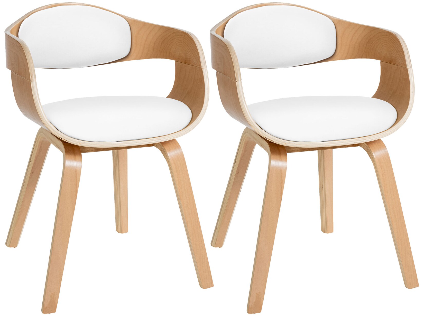 CLP 2er-Set Esszimmerstühle Kingston, ergonomisch mit gepolsterter Rückenlehne, Kunstleder & Holz, bis 150 kg belastbar