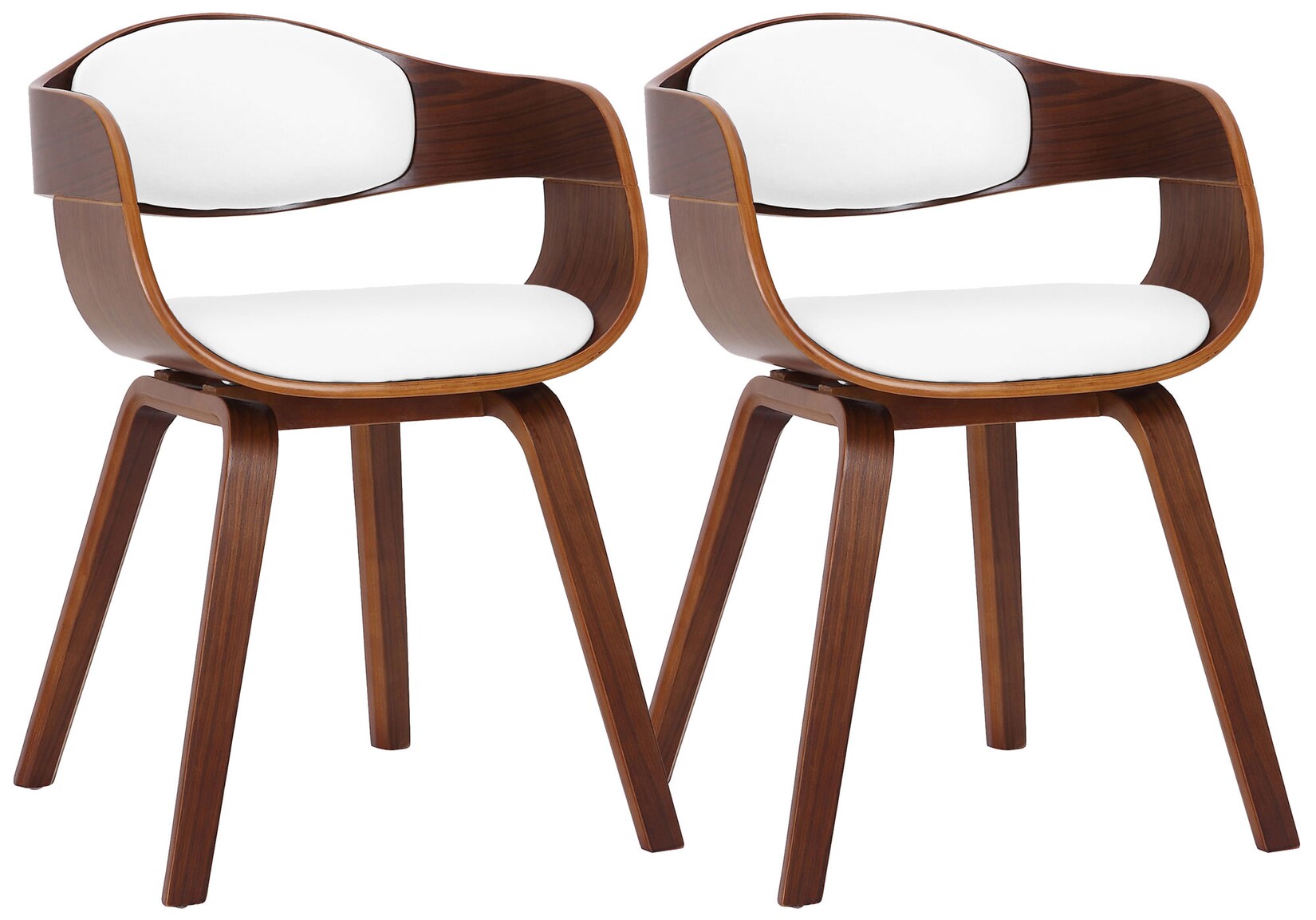 CLP 2er-Set Esszimmerstühle Kingston, ergonomisch mit gepolsterter Rückenlehne, Kunstleder & Holz, bis 150 kg belastbar