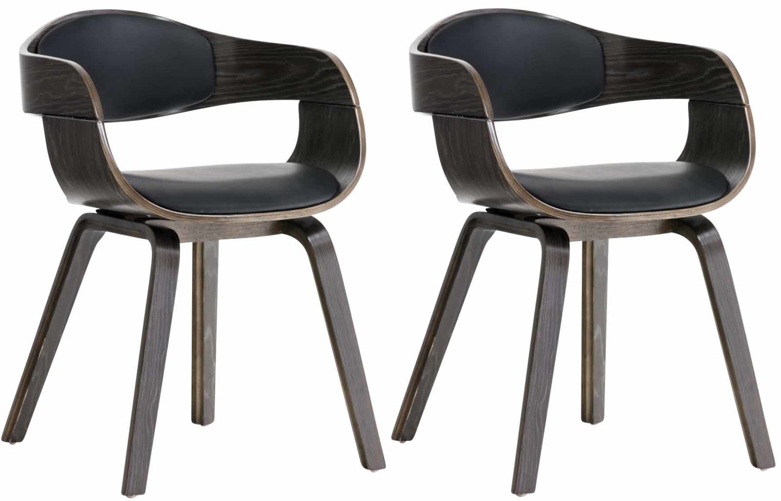 CLP 2er-Set Esszimmerst&uuml;hle Kingston, ergonomisch mit gepolsterter R&uuml;ckenlehne, Kunstleder & Holz, bis 150 kg belastbar - Bild 1