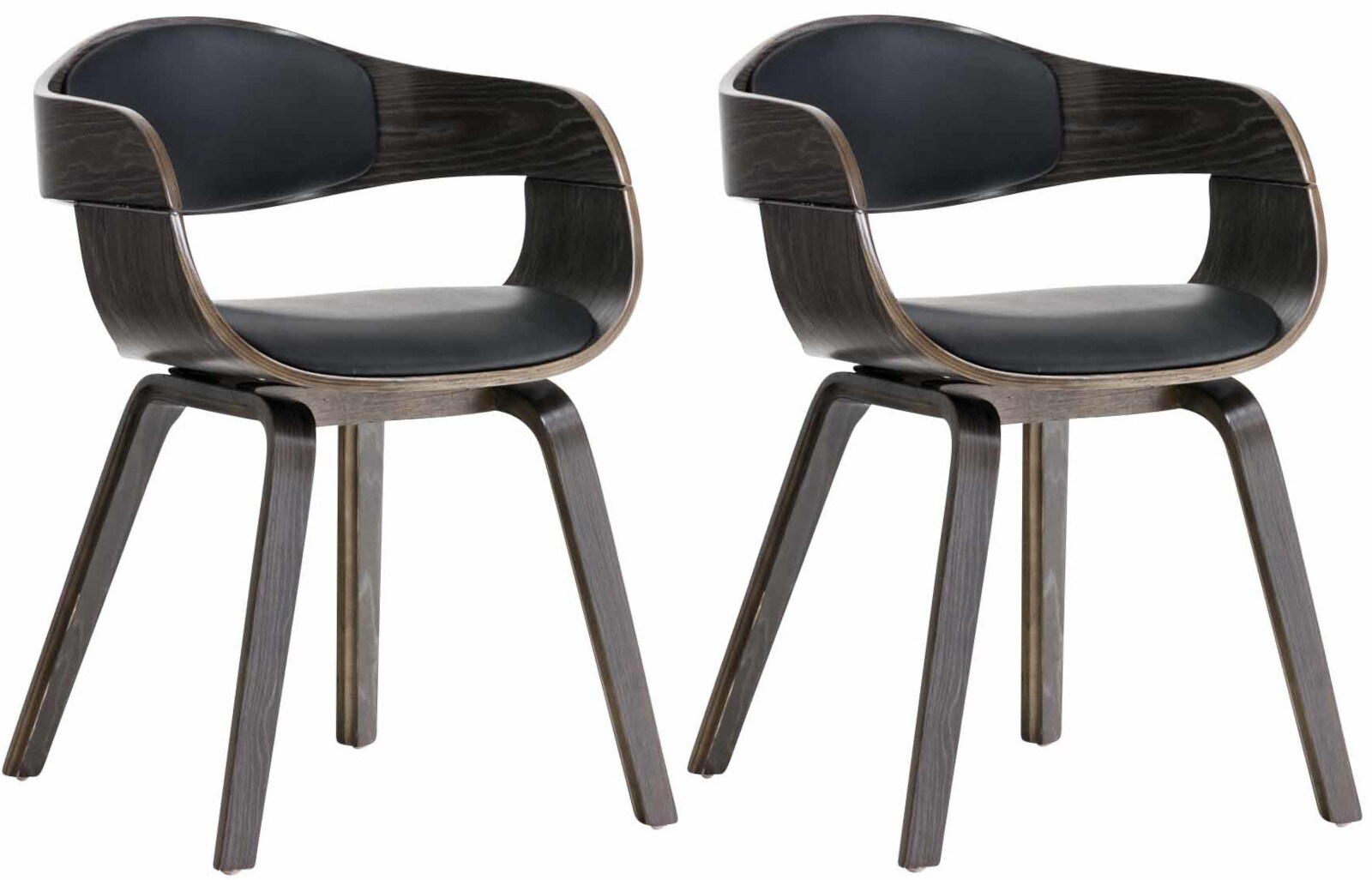 CLP 2er-Set Esszimmerstühle Kingston, ergonomisch mit gepolsterter Rückenlehne, Kunstleder & Holz, bis 150 kg belastbar