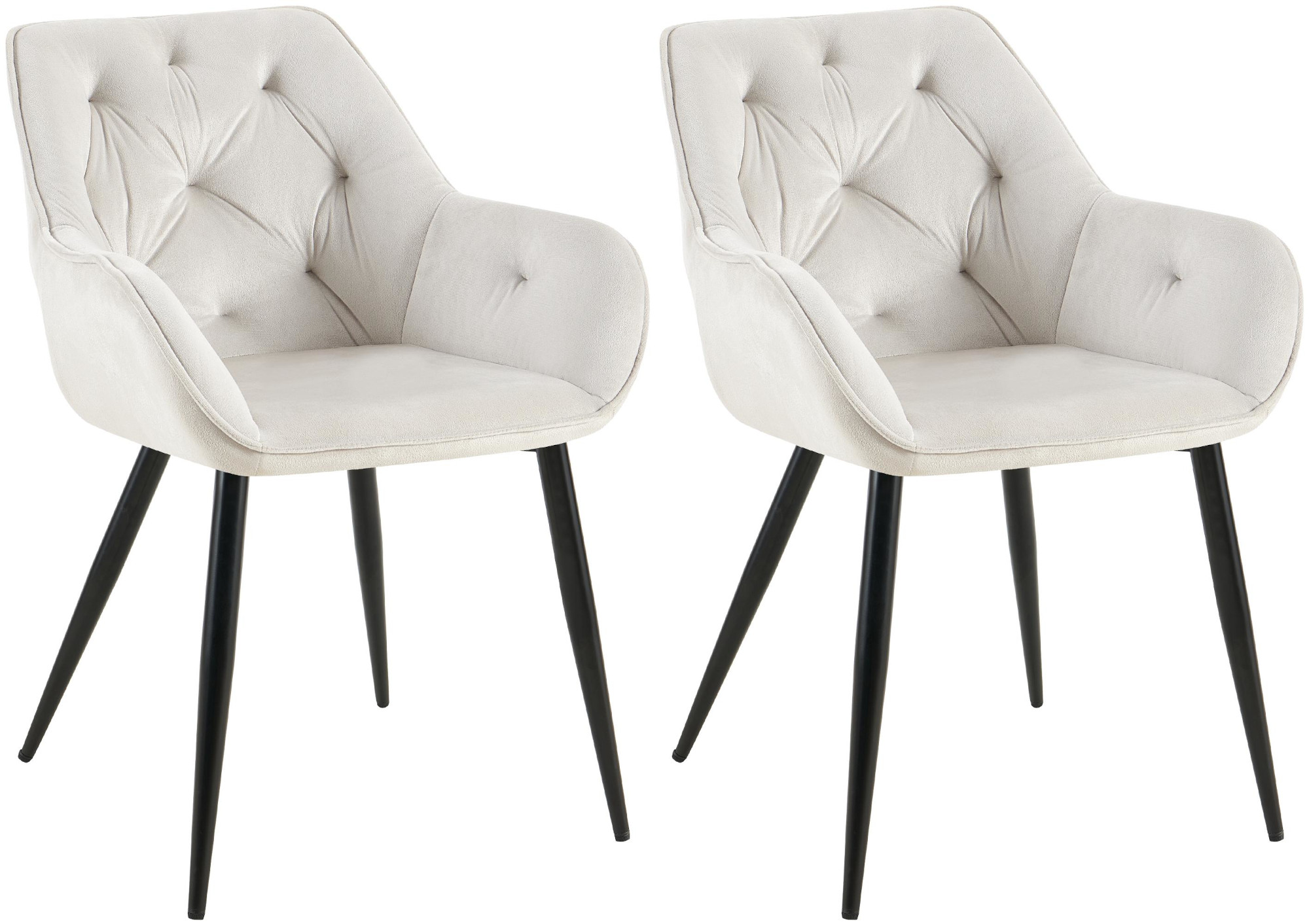 CLP 2er Set Esszimmerst&uuml;hle Cassis Samtbezug I Gesteppte Polsterst&uuml;hle mit R&uuml;ckenlehnen I Stabile K&uuml;chenst&uuml;hle mit Bodenschonern - Bild 1