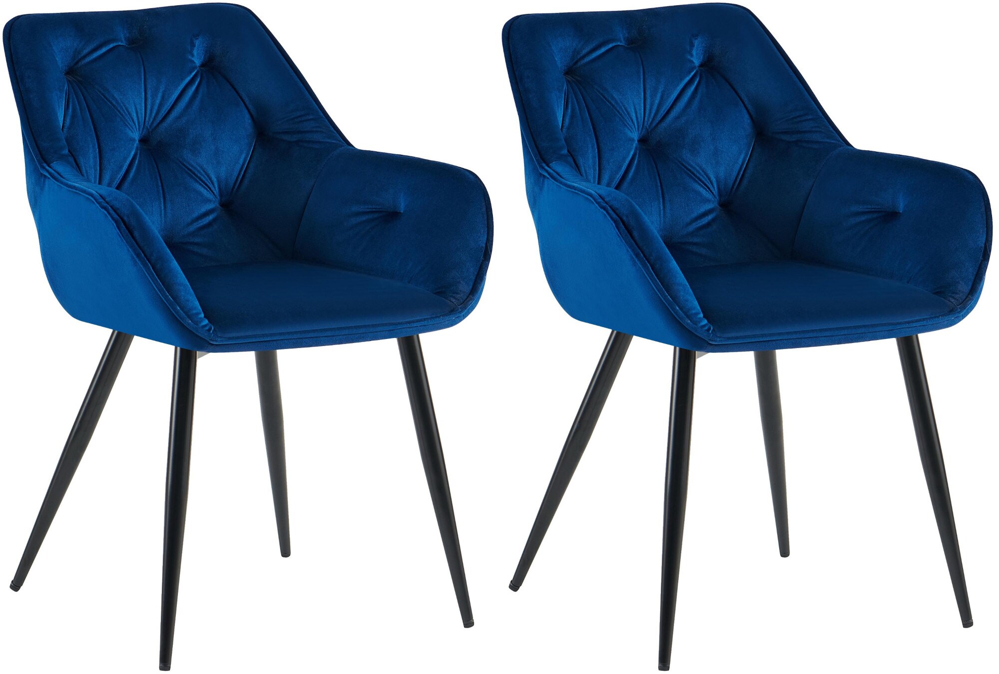 CLP 2er Set Esszimmerst&uuml;hle Cassis Samtbezug I Gesteppte Polsterst&uuml;hle mit R&uuml;ckenlehnen I Stabile K&uuml;chenst&uuml;hle mit Bodenschonern - Bild 1