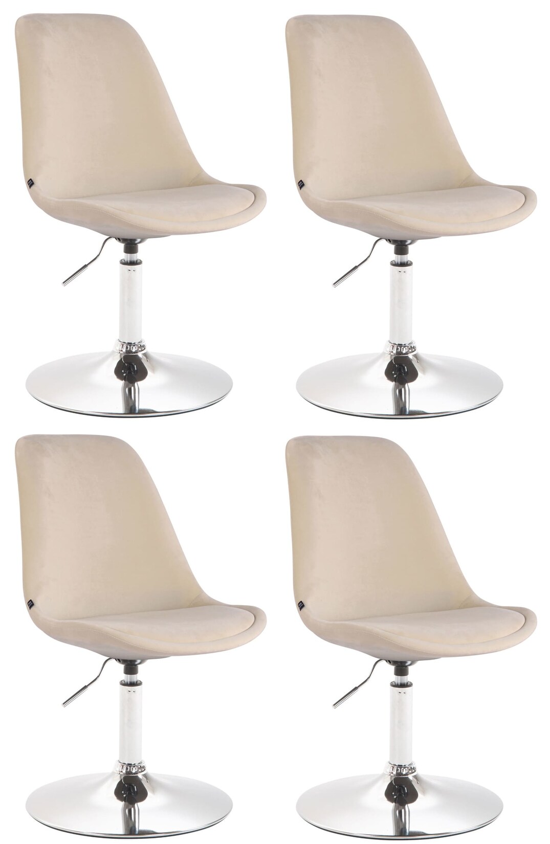 CLP 4er Set Esszimmerstühle Maverick Samt I Lehnstühle Mit Trompetenfuß I Höhenverstellbar Und Drehbar | 04251756471231