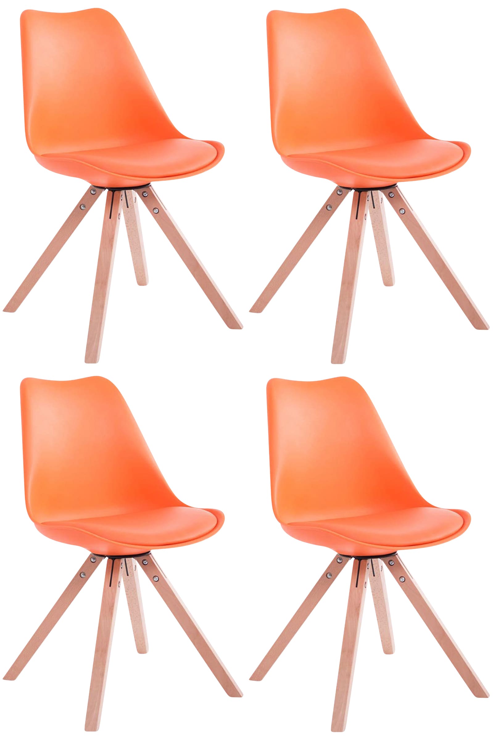 CLP 4er Set St&uuml;hle Toulouse Square Mit Kunstlederbezug I K&uuml;chenst&uuml;hle Mit Holzgestell - Bild 1