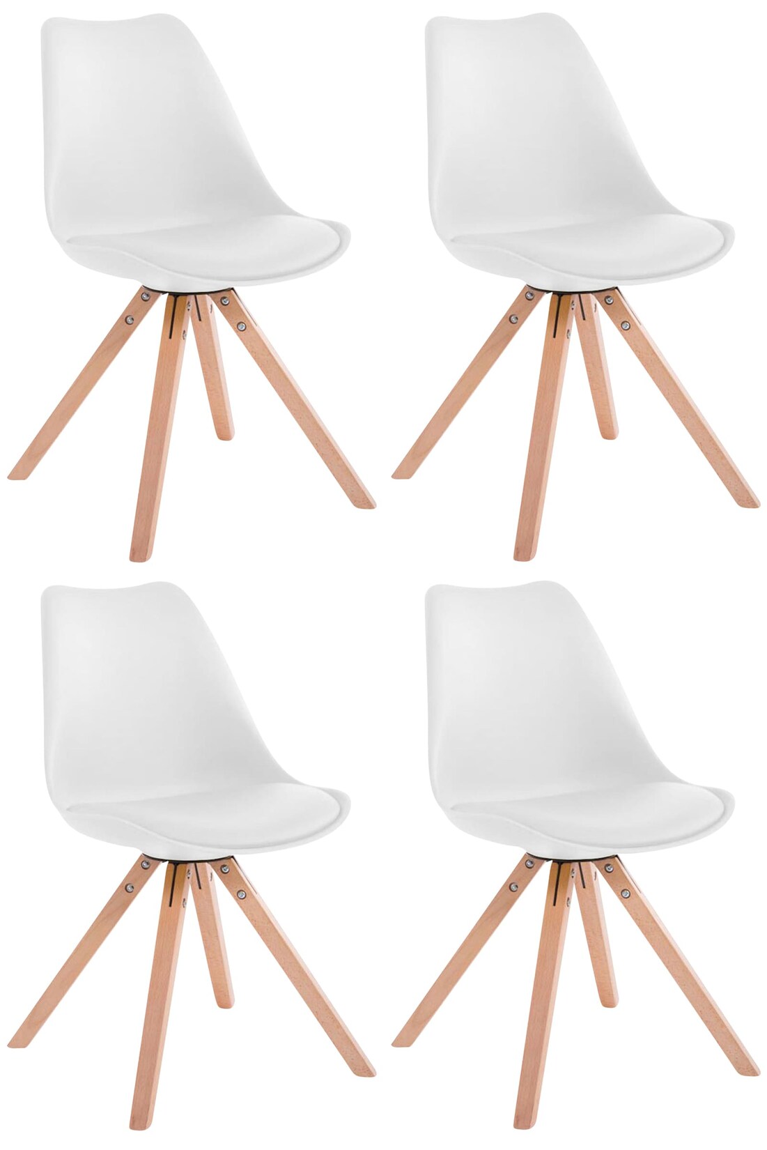 CLP 4er Set Stühle Toulouse Square Mit Kunstlederbezug I Küchenstühle Mit Holzgestell | 04251756471521