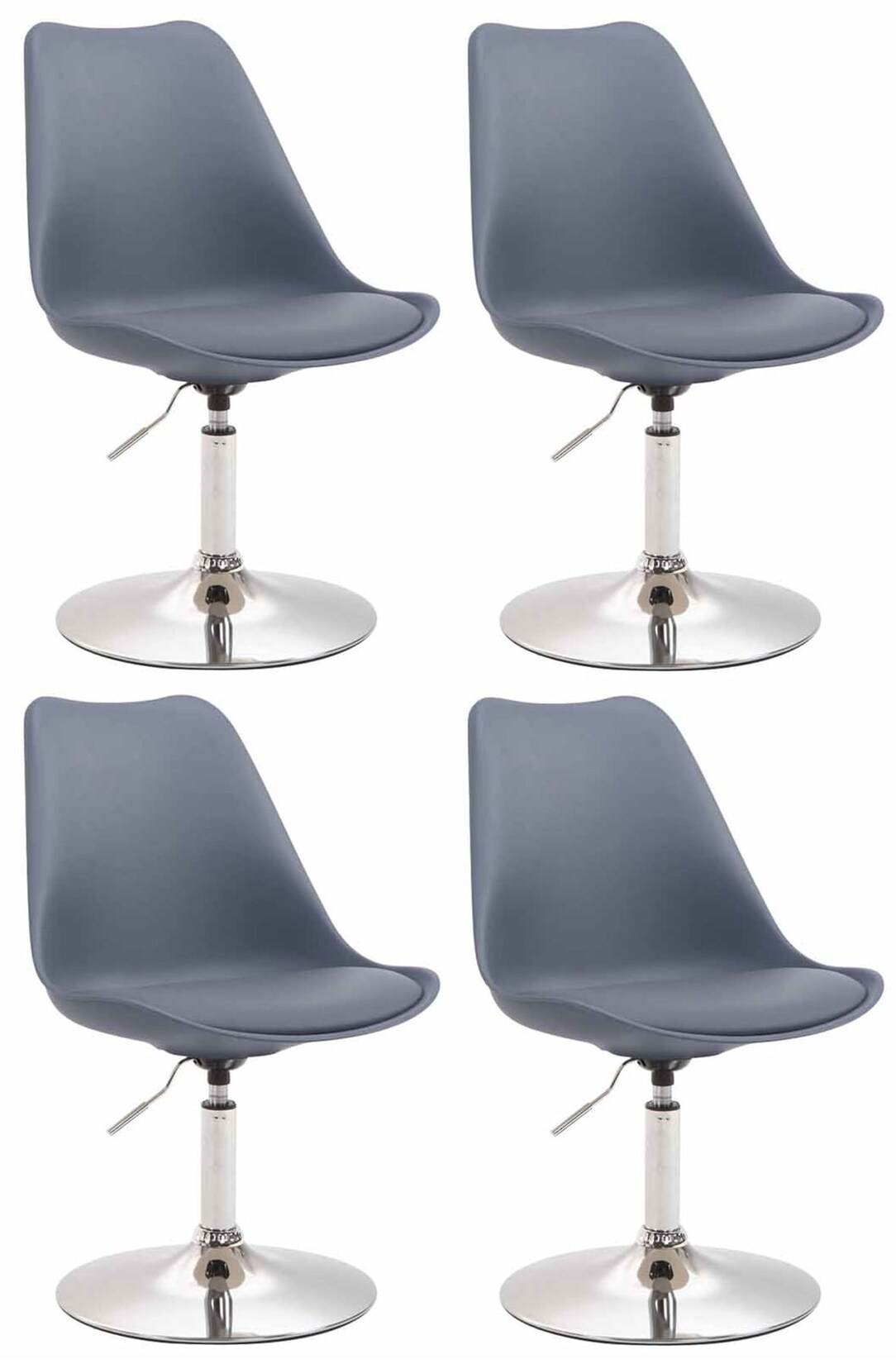 CLP 4er Set Esszimmerstühle Maverick C Kunststoff Farbe: grau, Gestell Farbe: chrom