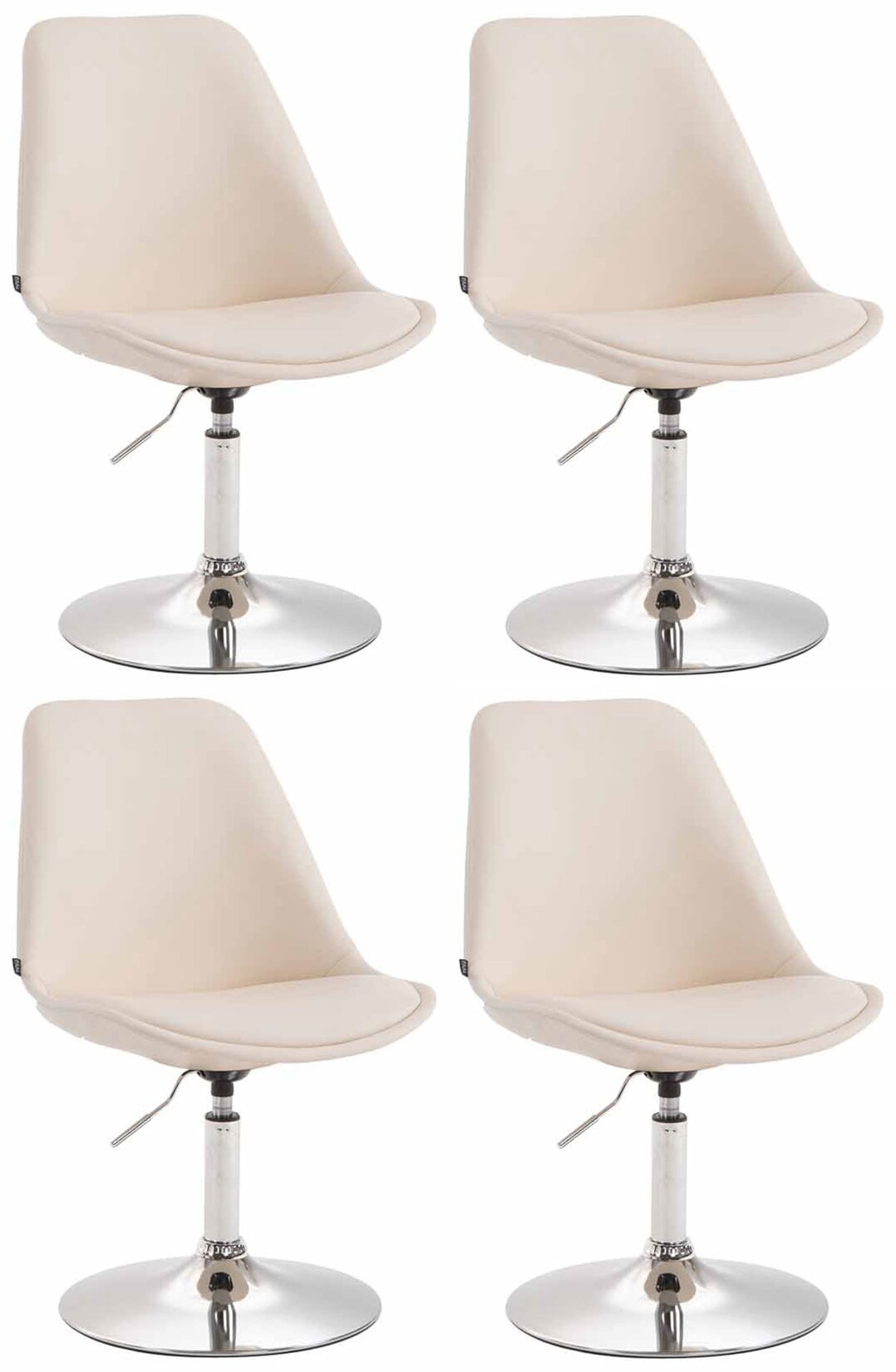 CLP 4er Set Esszimmerstühle Maverick C Kunstleder Farbe: creme, Gestell Farbe: chrom
