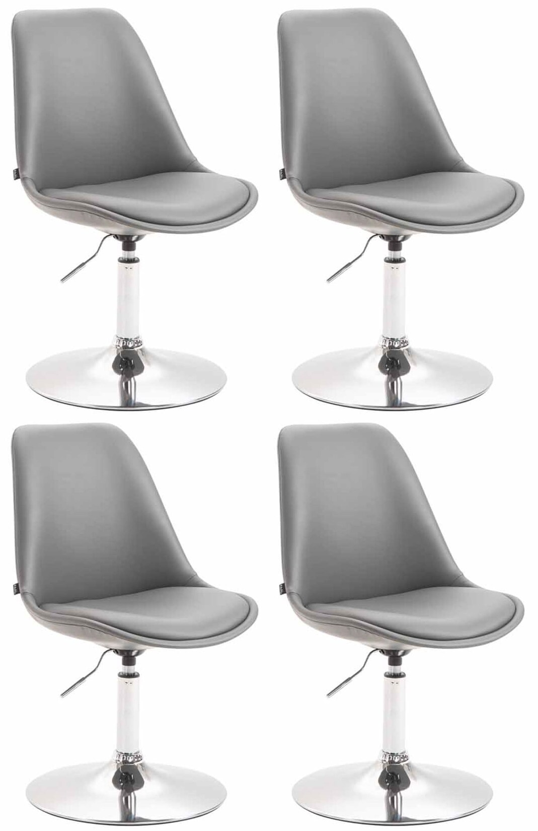 CLP 4er Set Esszimmerstühle Maverick C Kunstleder Farbe: grau, Gestell Farbe: chrom