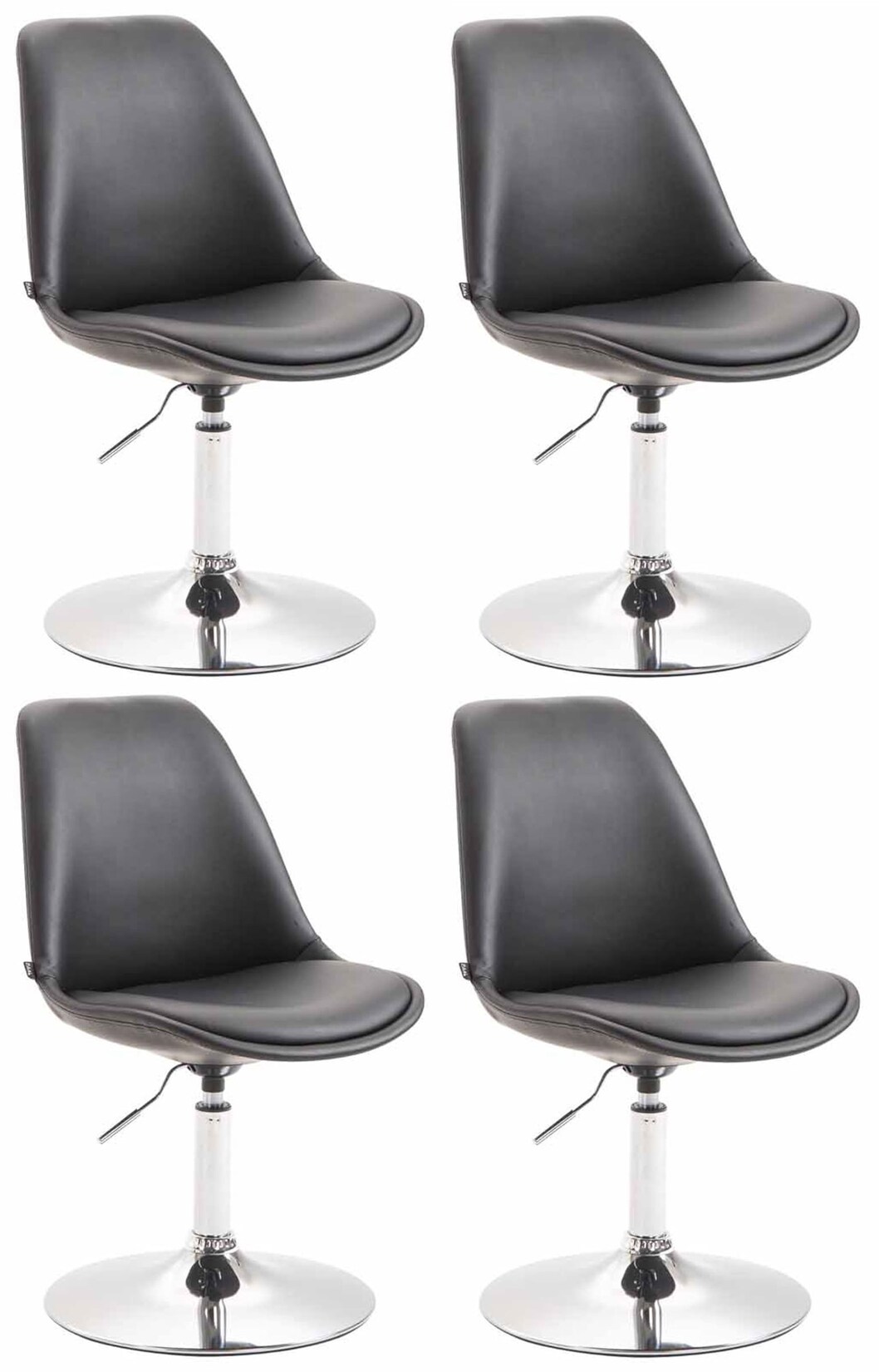 CLP 4er Set Esszimmerstühle Maverick C Kunstleder Farbe: schwarz, Gestell Farbe: chrom