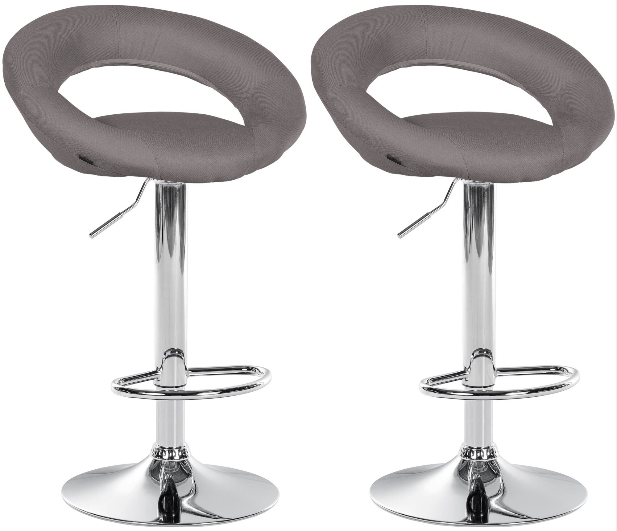 CLP 2er Set Barhocker Olinda Stoffbezug I Barst&uuml;hle h&ouml;henverstellbar und drehbar I Thekenhocker mit R&uuml;ckenlehnen - Bild 1