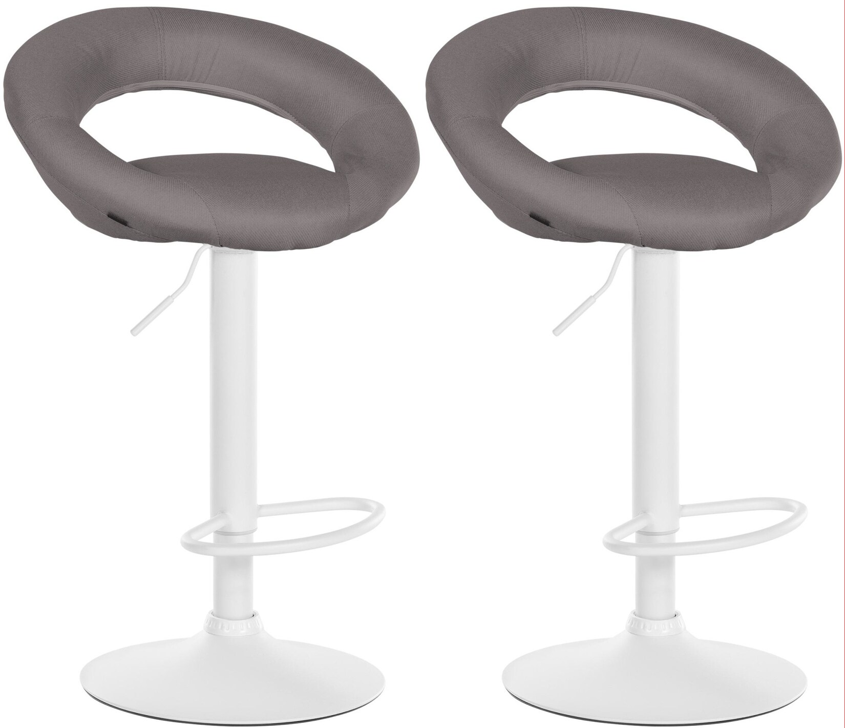 CLP 2er Set Barhocker Olinda Stoffbezug I Barstühle höhenverstellbar und drehbar I Thekenhocker mit Rückenlehnen | 04251756472870