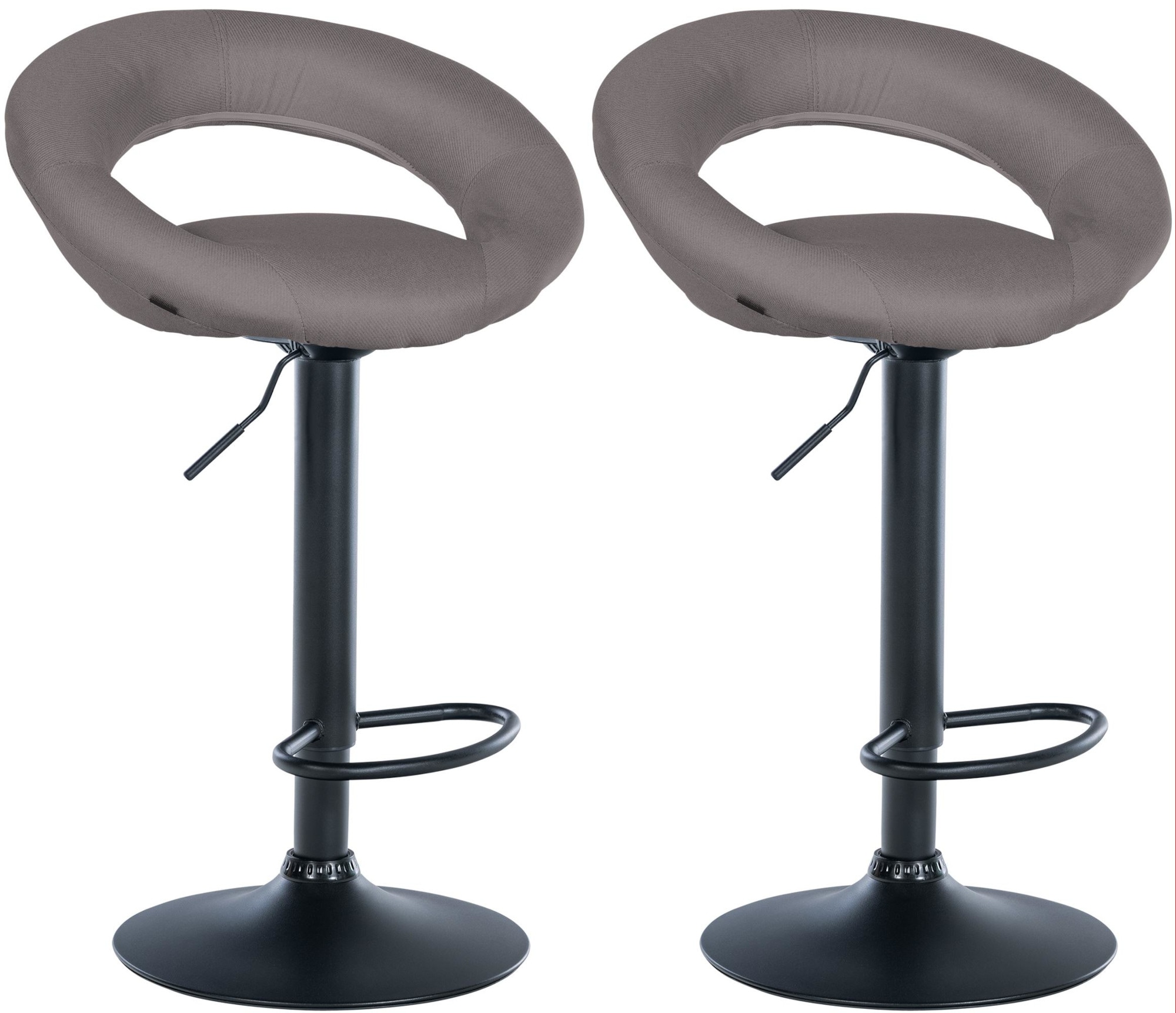 CLP 2er Set Barhocker Olinda Stoffbezug I Barst&uuml;hle h&ouml;henverstellbar und drehbar I Thekenhocker mit R&uuml;ckenlehnen - Bild 1