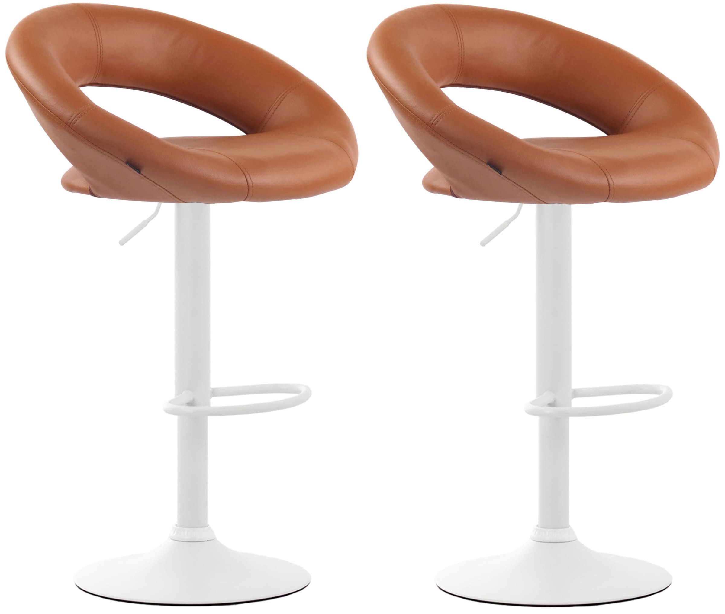 CLP 2er Set Barhocker Olinda Kunstleder I Thekenhocker H&ouml;henverstellbar I Barst&uuml;hle Mit Fu&szlig;st&uuml;tze I Tresenst&uuml;hle Mit Trompetenfu&szlig; Metall - Bild 1