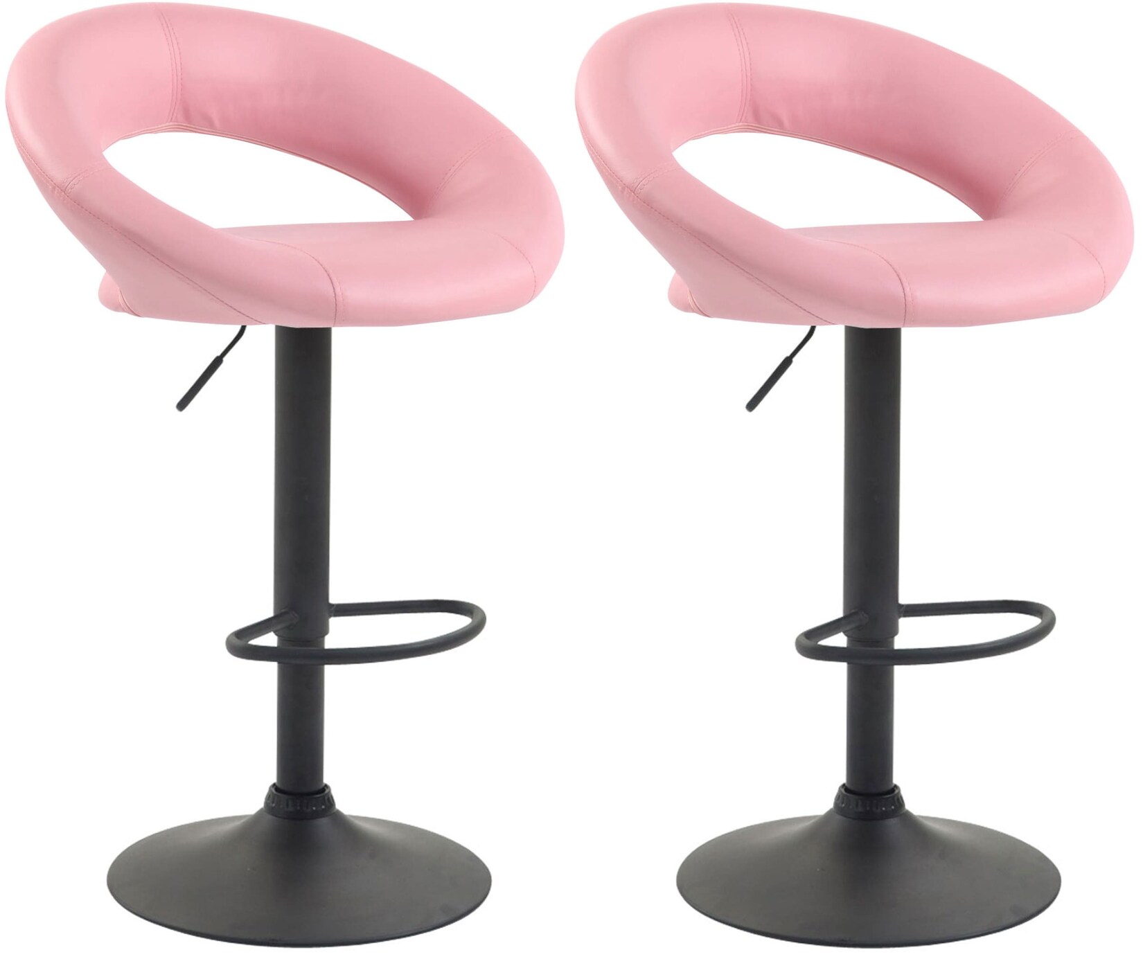 CLP 2er Set Barhocker Olinda Kunstleder schwarz Farbe: pink, Gestell Farbe: schwarz