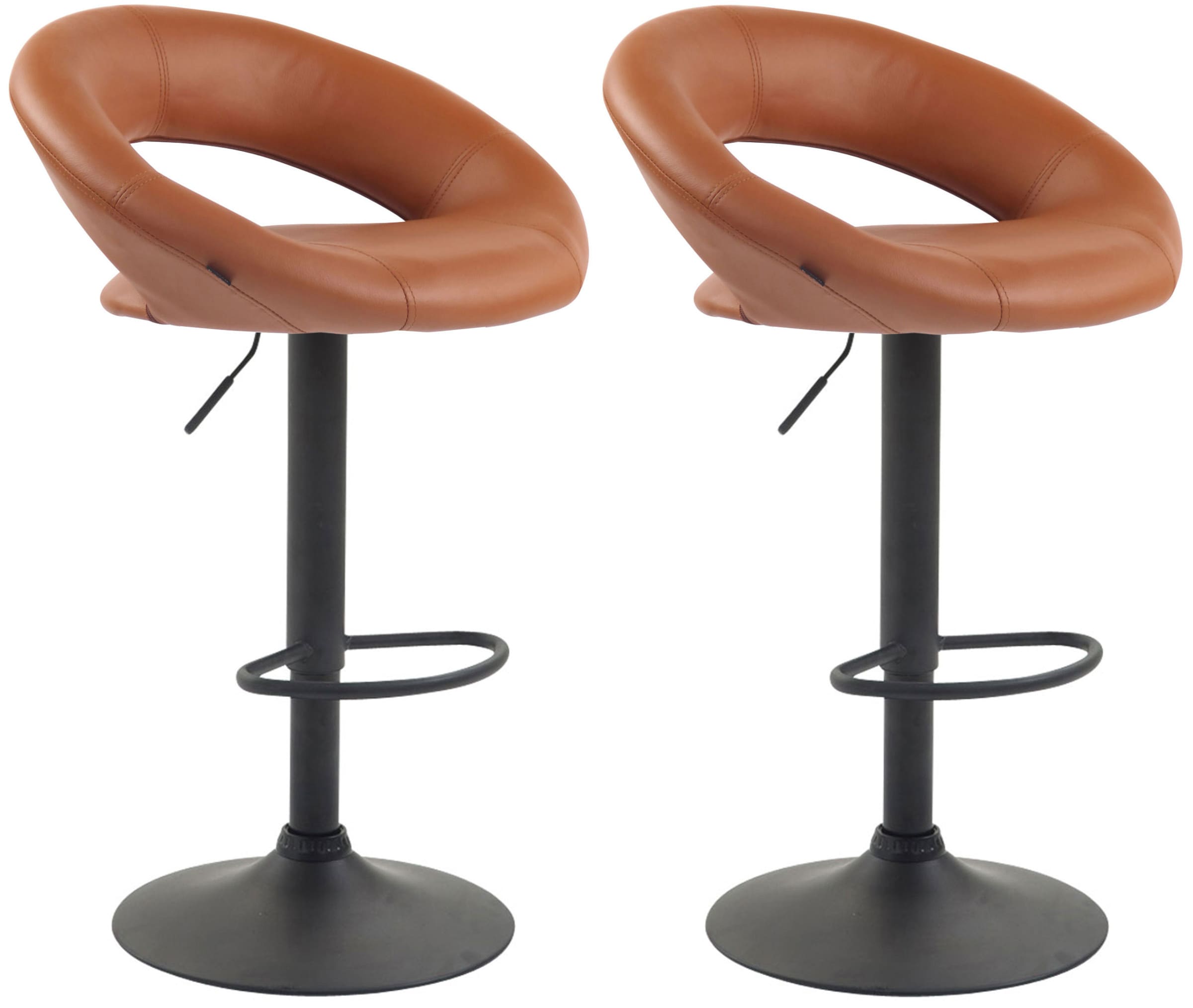 CLP 2er Set Barhocker Olinda Kunstleder I Thekenhocker H&ouml;henverstellbar I Barst&uuml;hle Mit Fu&szlig;st&uuml;tze I Tresenst&uuml;hle Mit Trompetenfu&szlig; Metall - Bild 1