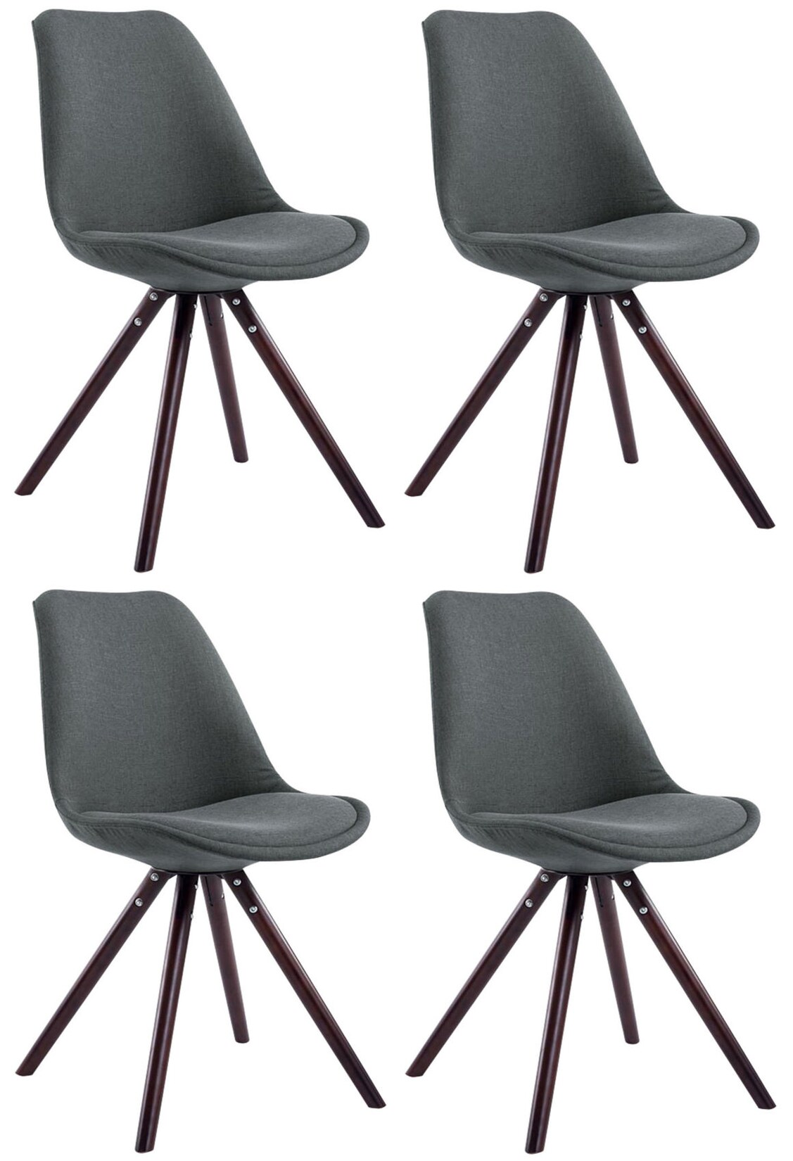 CLP 4er Set Stühle Toulouse Stoff Cappuccino Rund Farbe: dunkelgrau, Gestell Farbe: cappuccino
