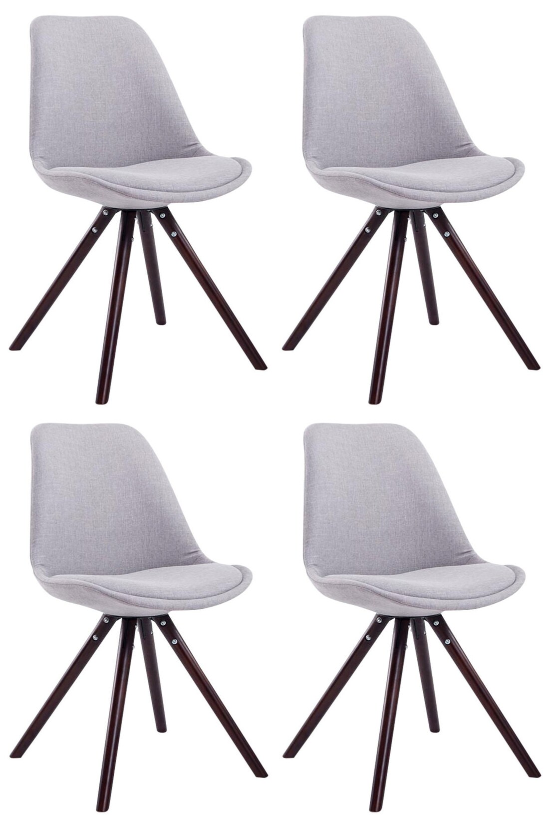 CLP 4er Set Stühle Toulouse Stoff Cappuccino Rund Farbe: grau, Gestell Farbe: cappuccino