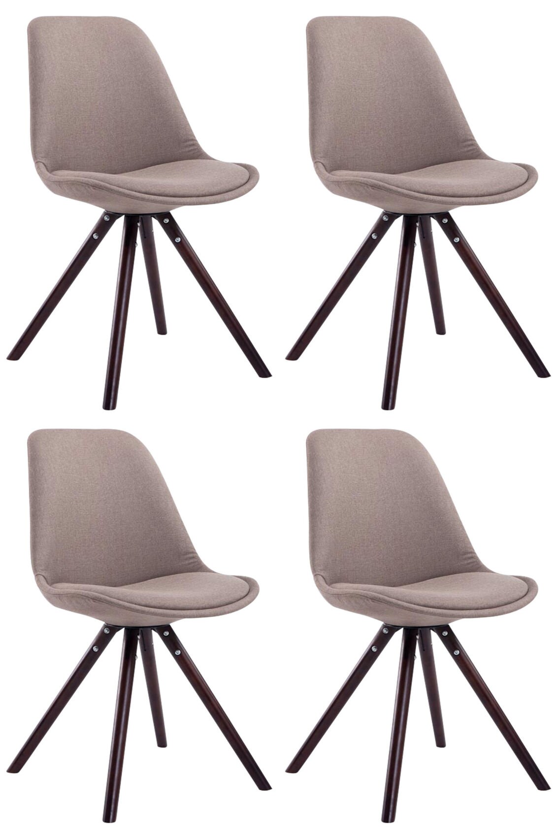 CLP 4er Set Retro-St&uuml;hle Toulouse Rund Mit Stoffbezug Und Sitzpolster I Lehnst&uuml;hle Mit Stabilem Holzgestell - Bild 1