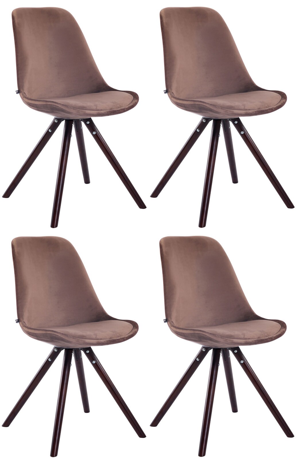 CLP 4er Set Retrost&uuml;hle Toulouse Samt Rund Mit Hochwertigem Sitzpolster I Lehnst&uuml;hle Mit Stabilem Holzgestell - Bild 1