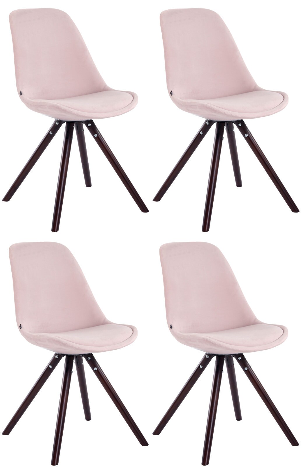 CLP 4er Set Retrost&uuml;hle Toulouse Samt Rund Mit Hochwertigem Sitzpolster I Lehnst&uuml;hle Mit Stabilem Holzgestell - Bild 1