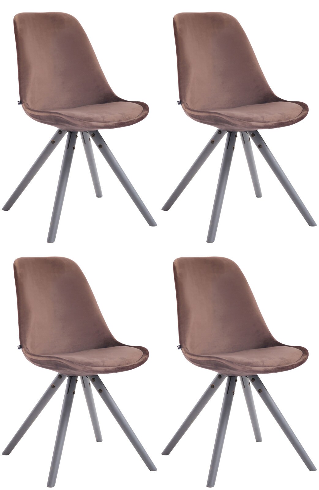 CLP 4er Set Retrost&uuml;hle Toulouse Samt Rund Mit Hochwertigem Sitzpolster I Lehnst&uuml;hle Mit Stabilem Holzgestell - Bild 1