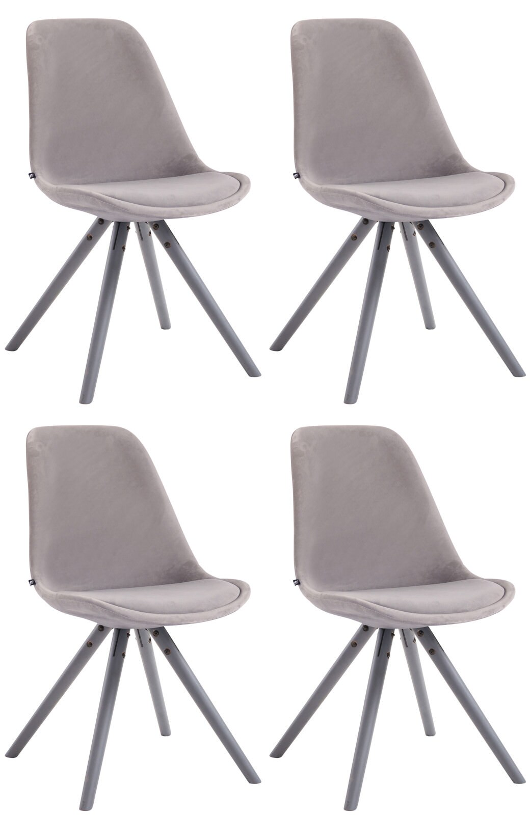 CLP 4er Set Retrost&uuml;hle Toulouse Samt Rund Mit Hochwertigem Sitzpolster I Lehnst&uuml;hle Mit Stabilem Holzgestell - Bild 1