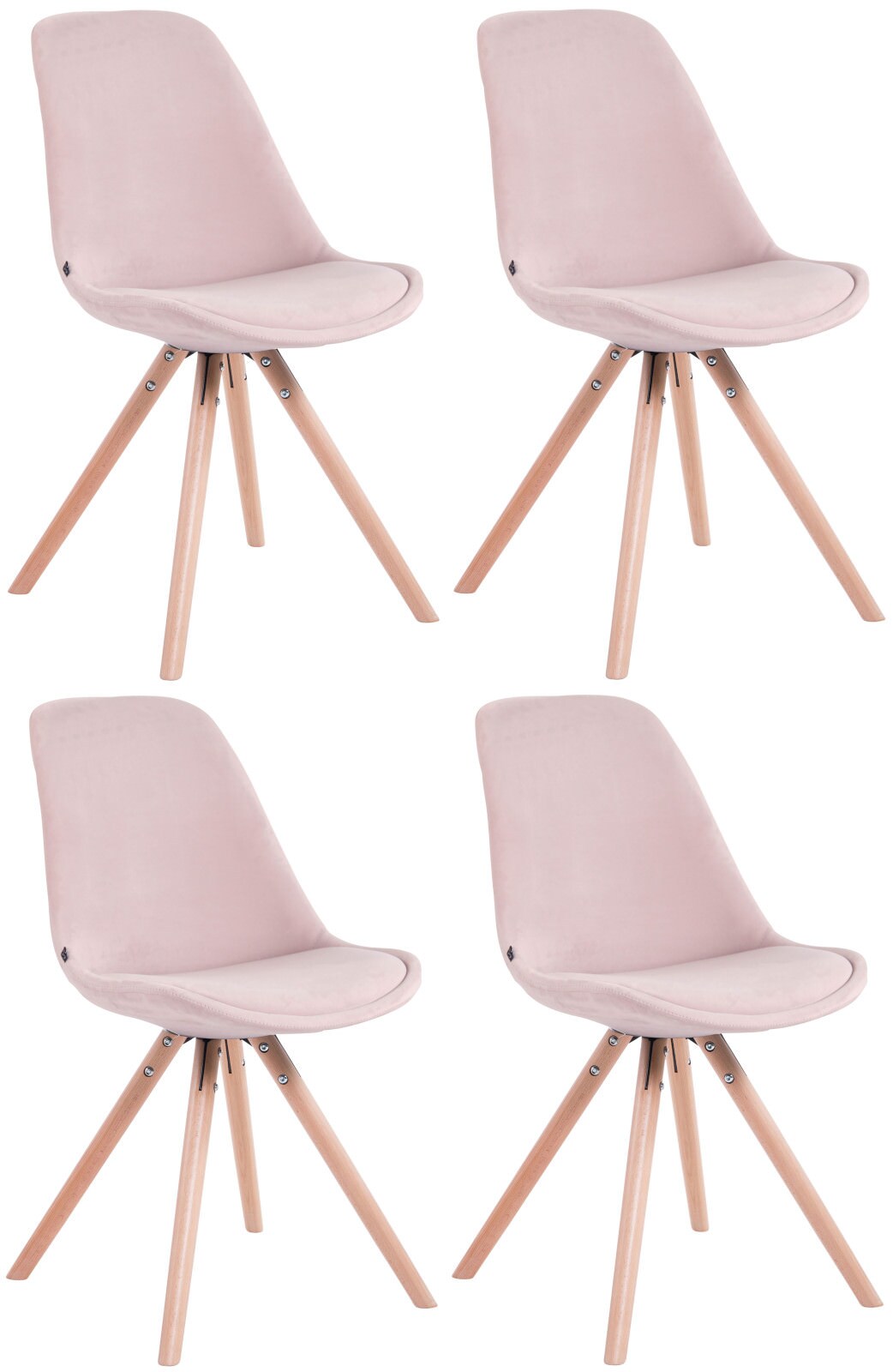 CLP 4er Set Retrost&uuml;hle Toulouse Samt Rund Mit Hochwertigem Sitzpolster I Lehnst&uuml;hle Mit Stabilem Holzgestell - Bild 1