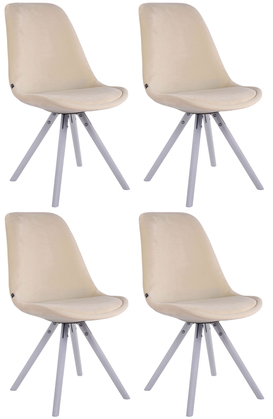 CLP 4er Set Retrost&uuml;hle Toulouse Samt Rund Mit Hochwertigem Sitzpolster I Lehnst&uuml;hle Mit Stabilem Holzgestell - Bild 1