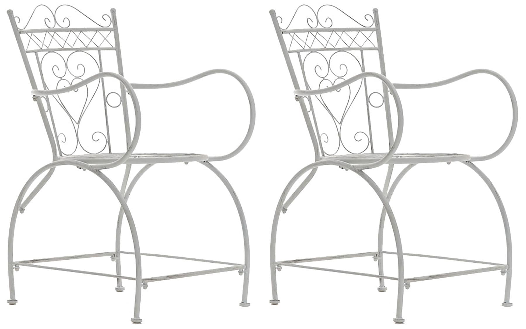 CLP 2er Set St&uuml;hle Sheela I Gartenst&uuml;hle Aus Metall I Metallstuhl Mit Armlehnen Im Jugendstil - Bild 1