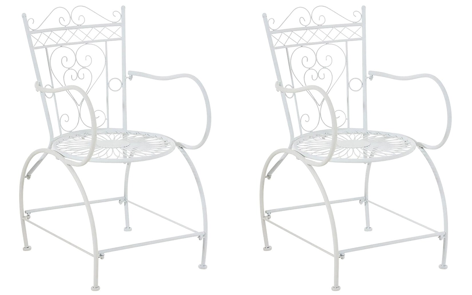CLP 2er Set Stühle Sheela I Gartenstühle Aus Metall I Metallstuhl Mit Armlehnen Im Jugendstil