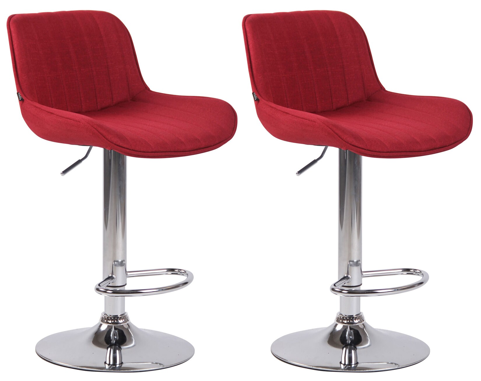 CLP 2er Set Barhocker Lentini Stoff I Thekenhocker Höhenverstellbar I Barstühle Mit Fußstütze I 360° Drehbar I Tresenstühle Mit Trompetenfuß | 04251756475857