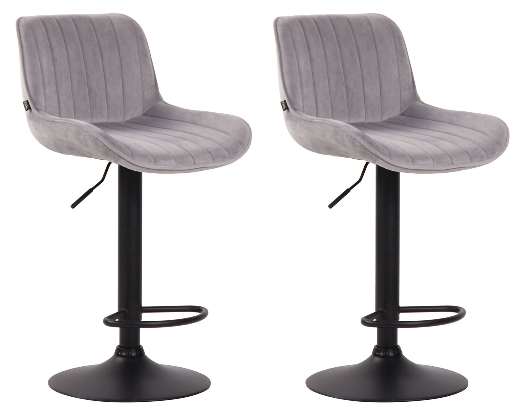 CLP 2er Set Barhocker Lentini Samt I Thekenhocker H&ouml;henverstellbar I Barst&uuml;hle Mit Fu&szlig;st&uuml;tze I 360&deg; Drehbar I Tresenst&uuml;hle Mit Trompetenfu&szlig; - Bild 1