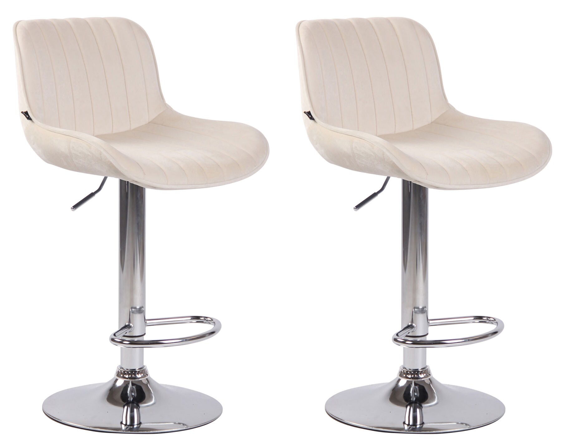 CLP 2er Set Barhocker Lentini Samt I Thekenhocker H&ouml;henverstellbar I Barst&uuml;hle Mit Fu&szlig;st&uuml;tze I 360&deg; Drehbar I Tresenst&uuml;hle Mit Trompetenfu&szlig; - Bild 1