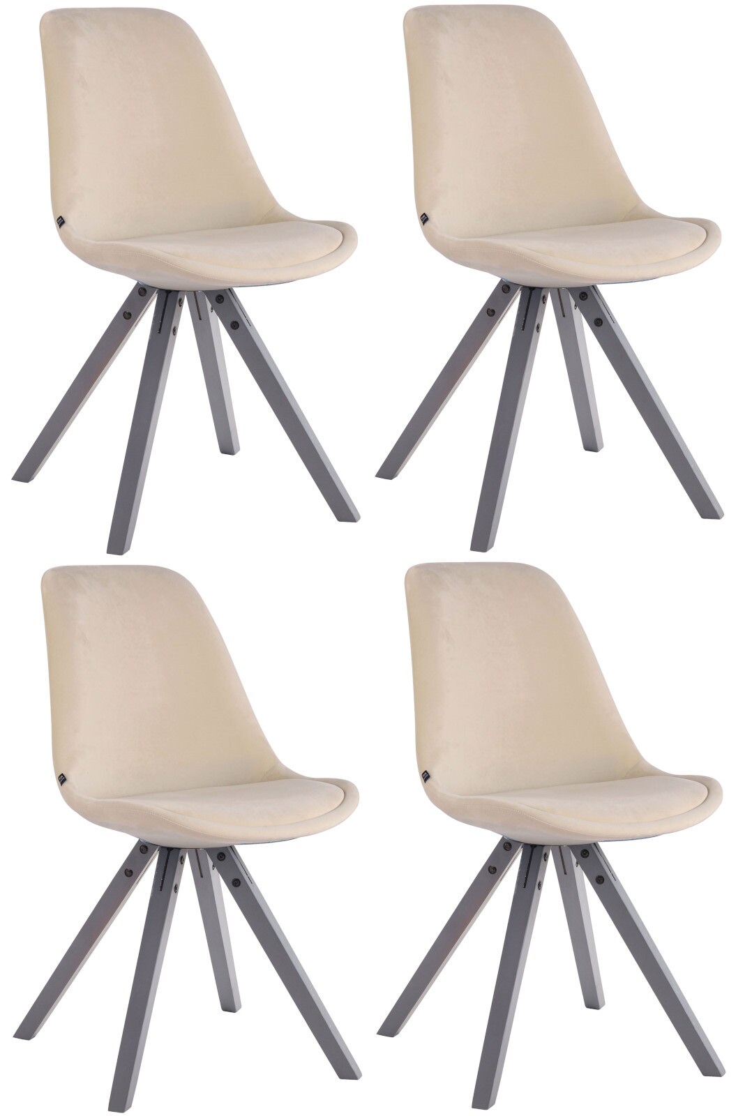 CLP 4er Set Retrost&uuml;hle Toulouse Samt Square Mit Hochwertigem Sitzpolster I Lehnst&uuml;hle Mit Stabilem Holzgestell - Bild 1