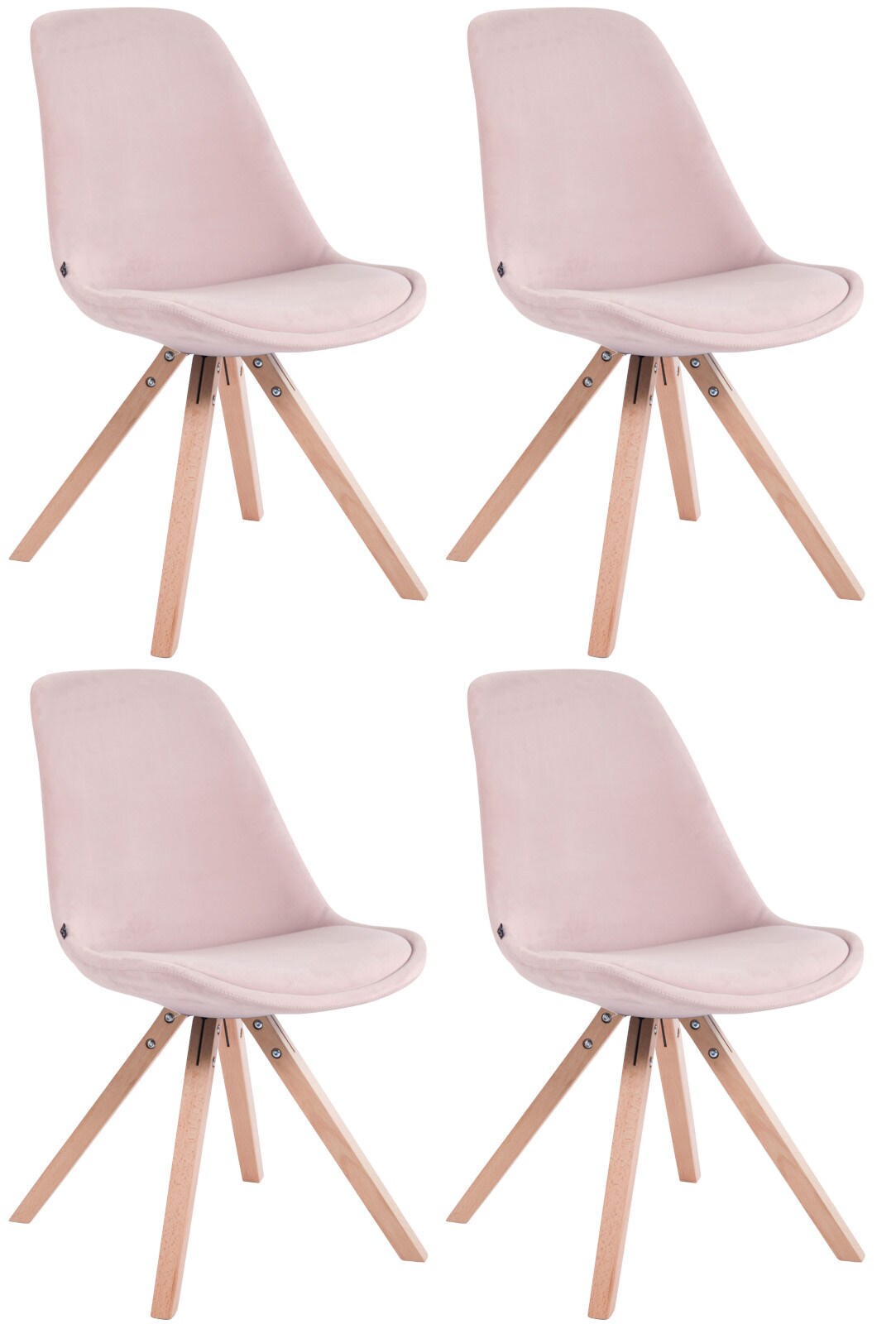 CLP 4er Set Retrostühle Toulouse Samt Square Mit Hochwertigem Sitzpolster I Lehnstühle Mit Stabilem Holzgestell | 04251756476557