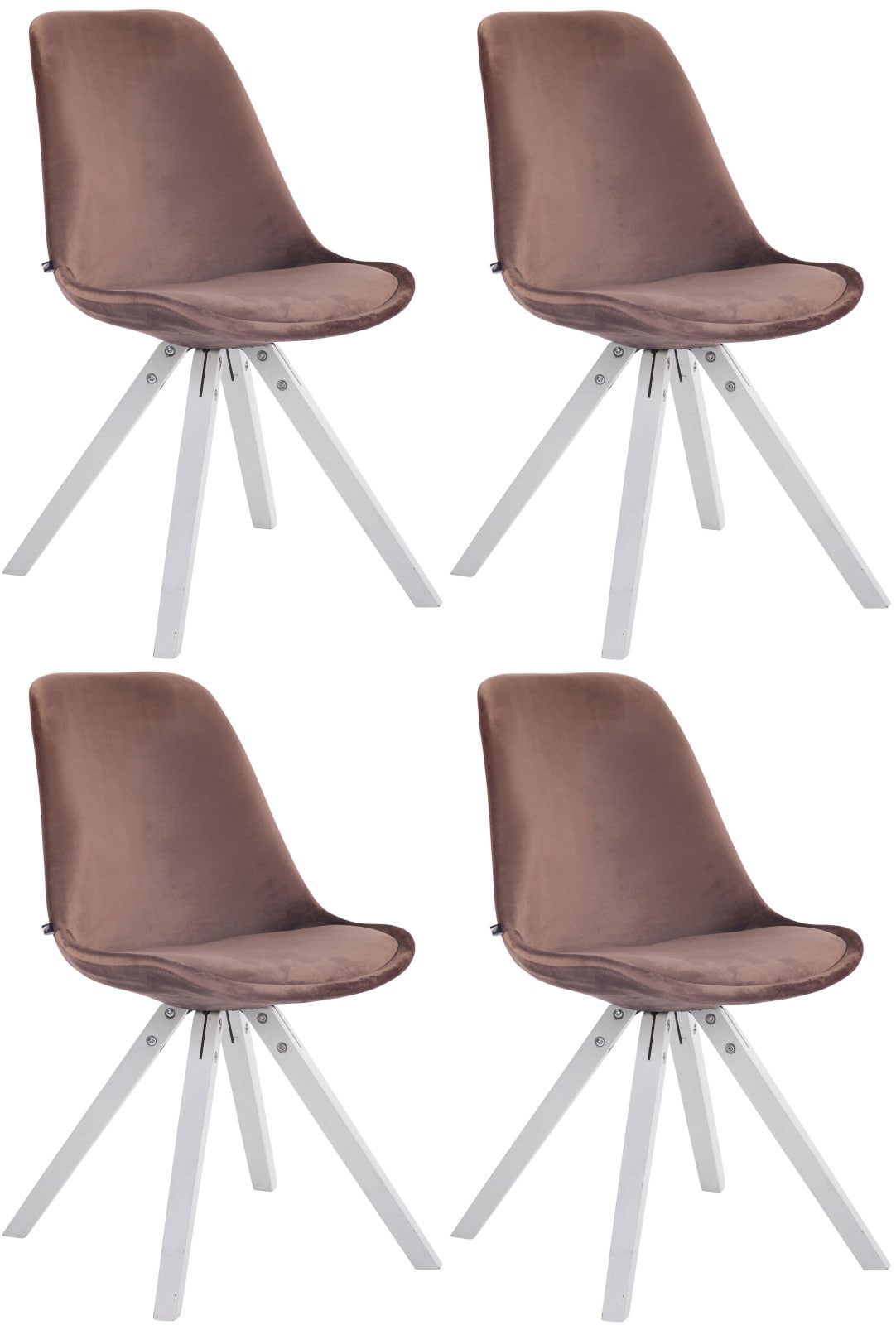 CLP 4er Set Retrost&uuml;hle Toulouse Samt Square Mit Hochwertigem Sitzpolster I Lehnst&uuml;hle Mit Stabilem Holzgestell - Bild 1