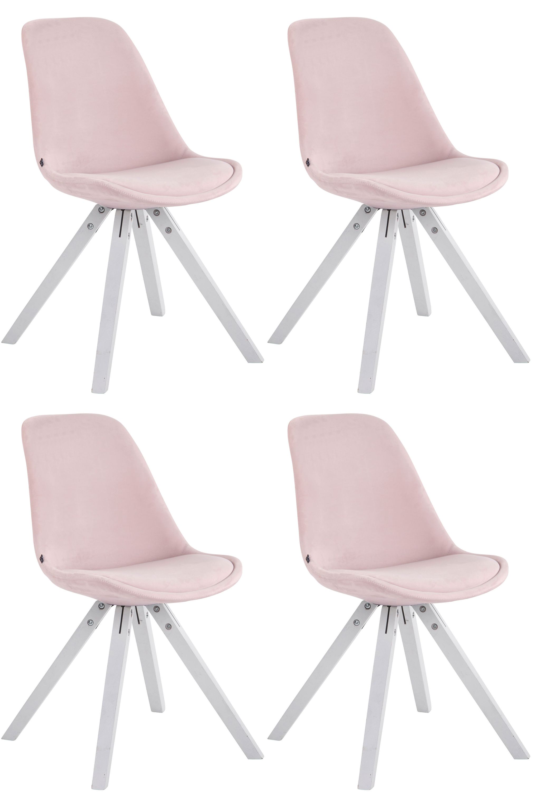 CLP 4er Set Retrost&uuml;hle Toulouse Samt Square Mit Hochwertigem Sitzpolster I Lehnst&uuml;hle Mit Stabilem Holzgestell - Bild 1