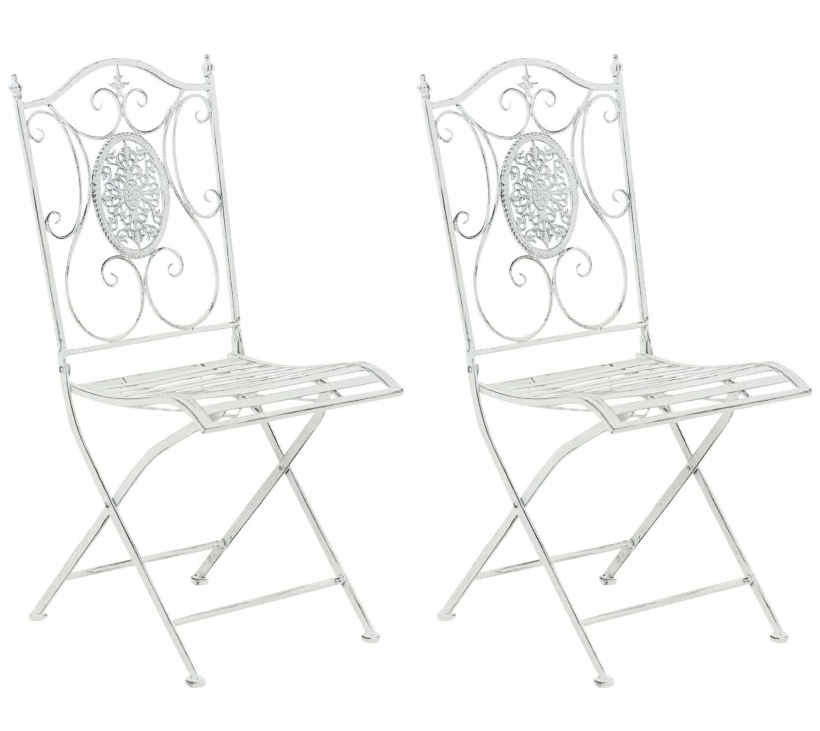 CLP 2er-Set Gartenstuhl Sibell im Landhausstil, aus Metall mit klappbarem Design, ideal f&uuml;r Terrasse oder Balkon, in 6 Farben erh&auml;ltlich - Bild 1