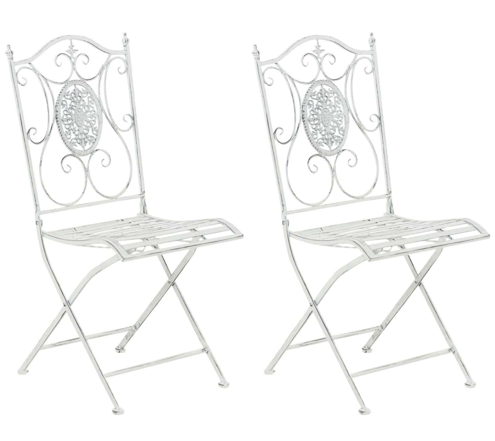 CLP 2er-Set Gartenstuhl Sibell im Landhausstil, aus Metall mit klappbarem Design, ideal für Terrasse oder Balkon, in 6 Farben erhältlich