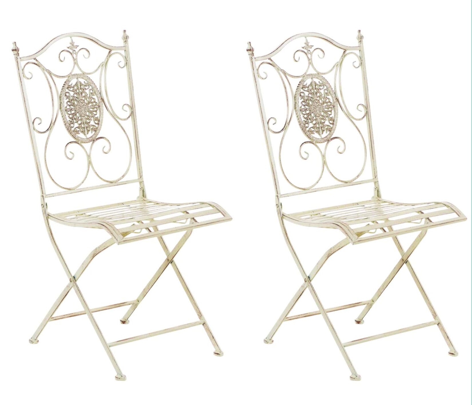 CLP 2er-Set Gartenstuhl Sibell im Landhausstil, aus Metall mit klappbarem Design, ideal für Terrasse oder Balkon, in 6 Farben erhältlich