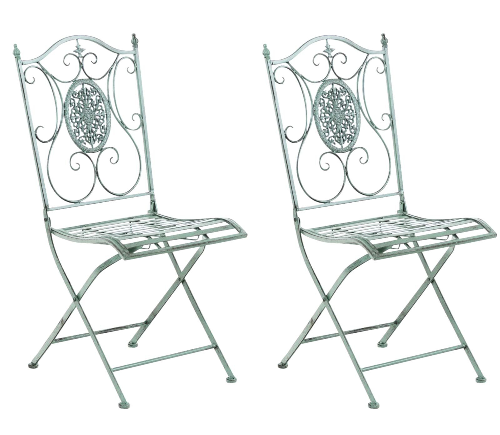 CLP 2er-Set Gartenstuhl Sibell im Landhausstil, aus Metall mit klappbarem Design, ideal für Terrasse oder Balkon, in 6 Farben erhältlich