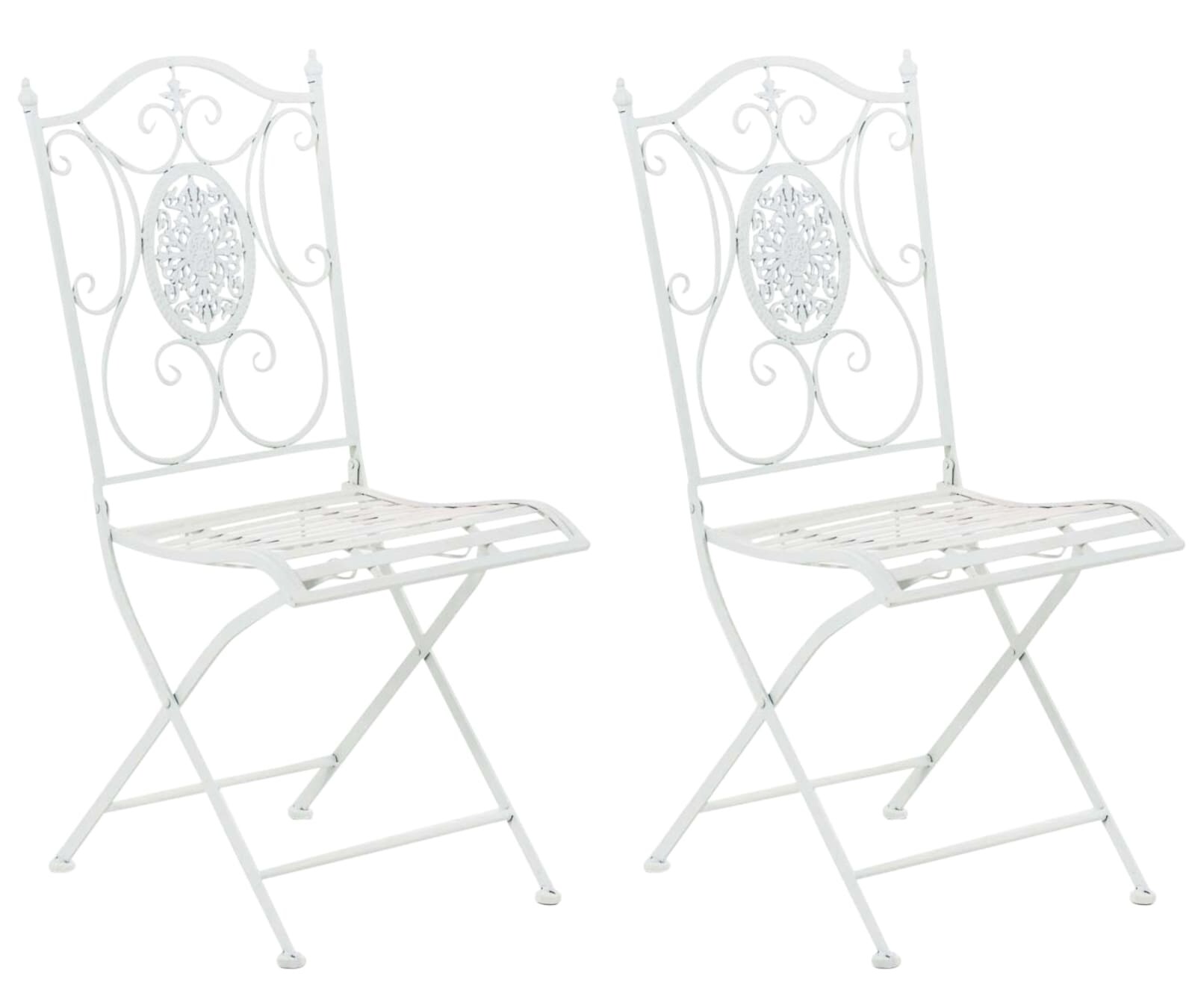 CLP 2er-Set Gartenstuhl Sibell im Landhausstil, aus Metall mit klappbarem Design, ideal für Terrasse oder Balkon, in 6 Farben erhältlich