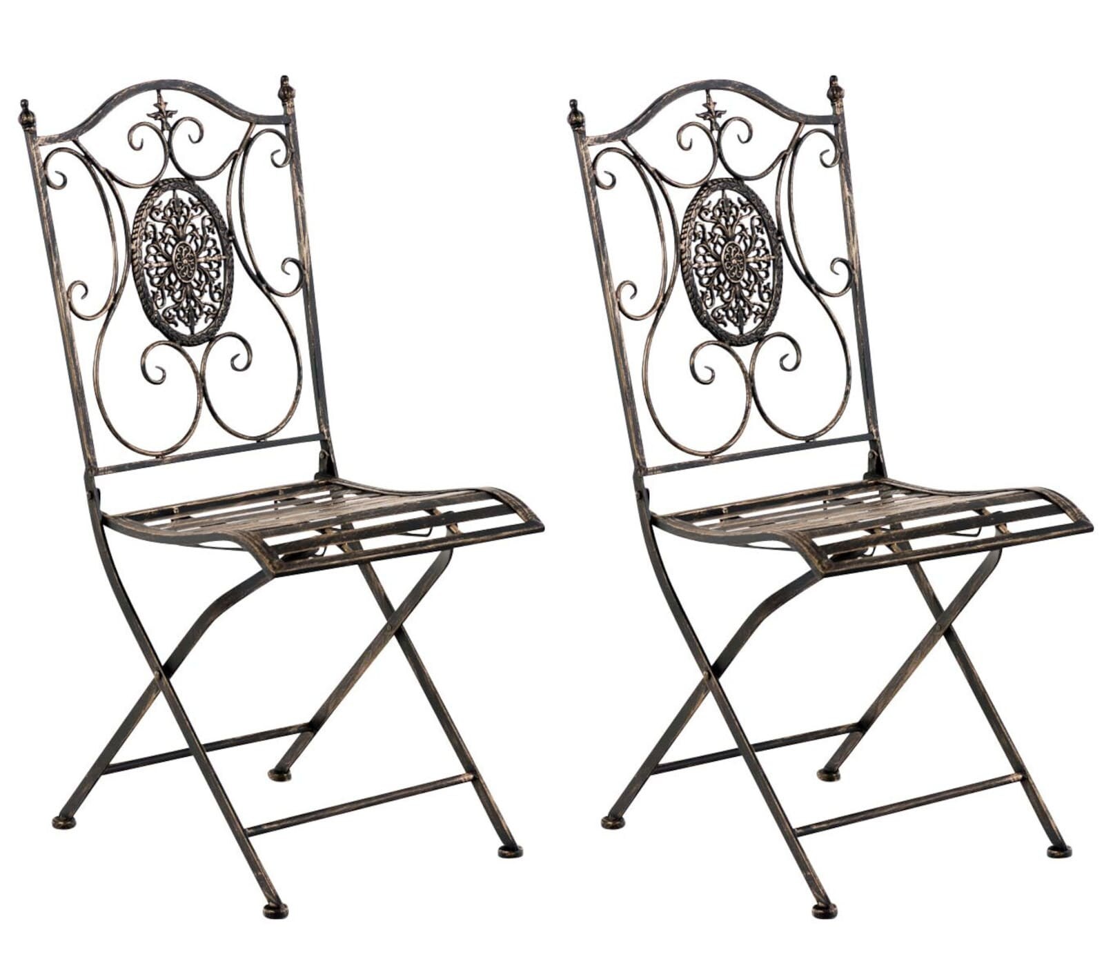 CLP 2er-Set Gartenstuhl Sibell im Landhausstil, aus Metall mit klappbarem Design, ideal für Terrasse oder Balkon, in 6 Farben erhältlich